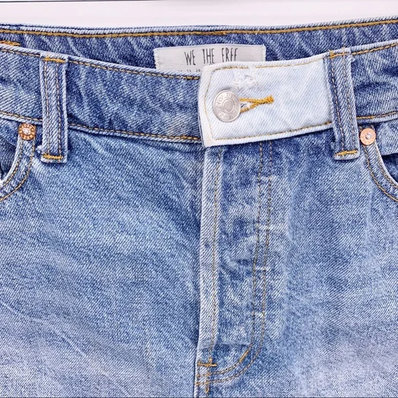 We the Free FP Denim Jean Skirt with Button Fly - Picture 2 of 8